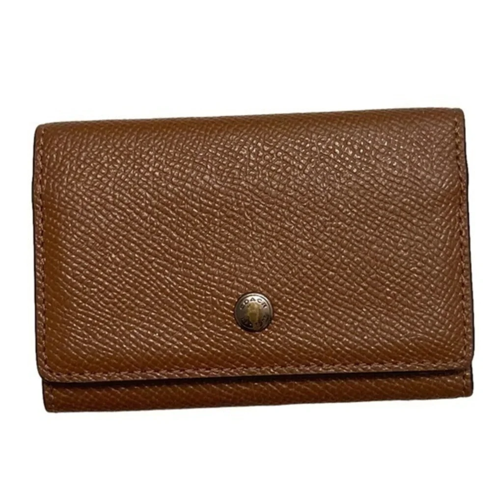 Coach brown textured leather key card hold mini wallet